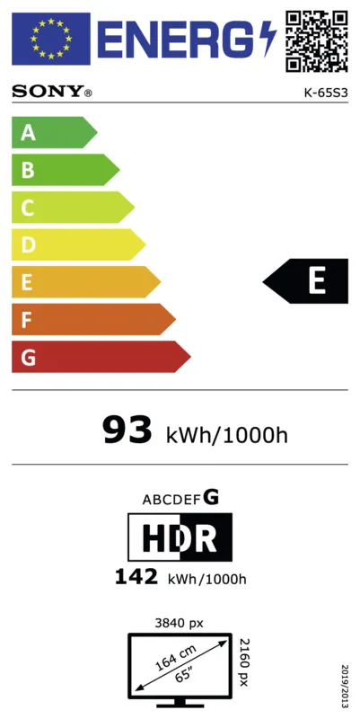 Sony K65S39B.CEI energielabel