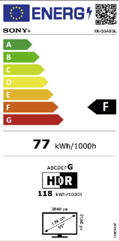 Sony XR55A95LB.CEI energielabel