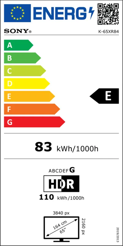 Sony K65XR84B.CEI energielabel