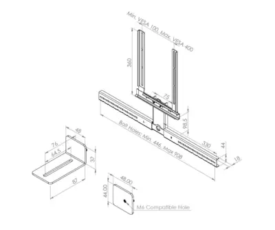 CFBUNIB Frame voor soundbar universeel met centrale kolom